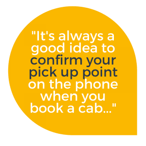 Speech quote: Confirm your pick up point at Luton Airport with your taxi in advance
